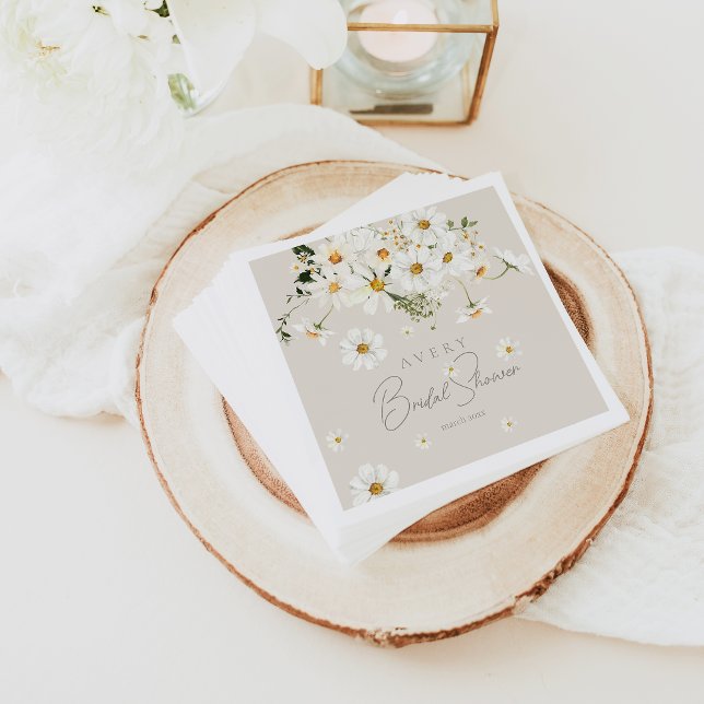 Daisy Elegante Wildblume Modernes Brautparty Serviette (Von Creator hochgeladen)