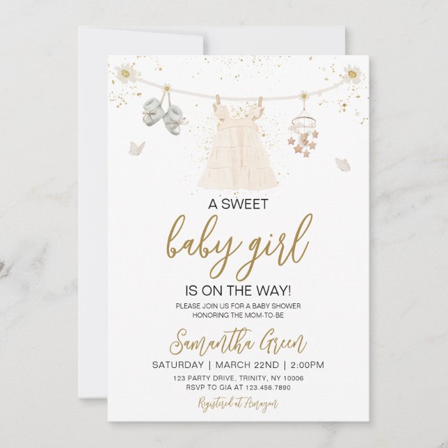 Daisy Es ist eine Baby-Baby-Kleidungsdusche Einladung (Vorderseite)