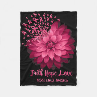 Daisy Faith Hope Liebe Breast Cancer Awareness Flo Fleecedecke