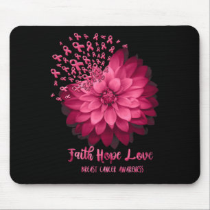 Daisy Faith Hope Liebe Breast Cancer Awareness Flo Mousepad