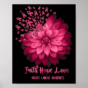 Daisy Faith Hope Liebe Breast Cancer Awareness Flo Poster