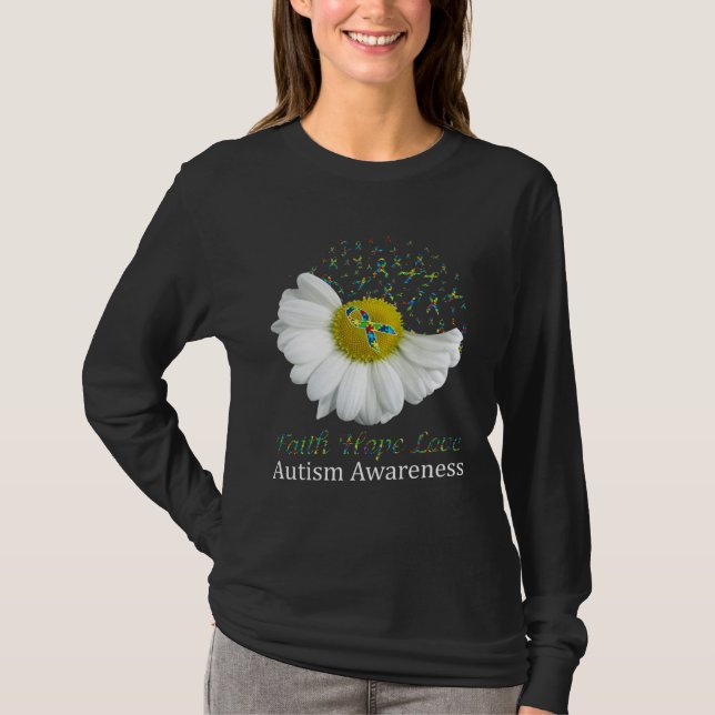 Daisy Faith Hope Love Autism Awareness T-Shirt (Vorderseite)