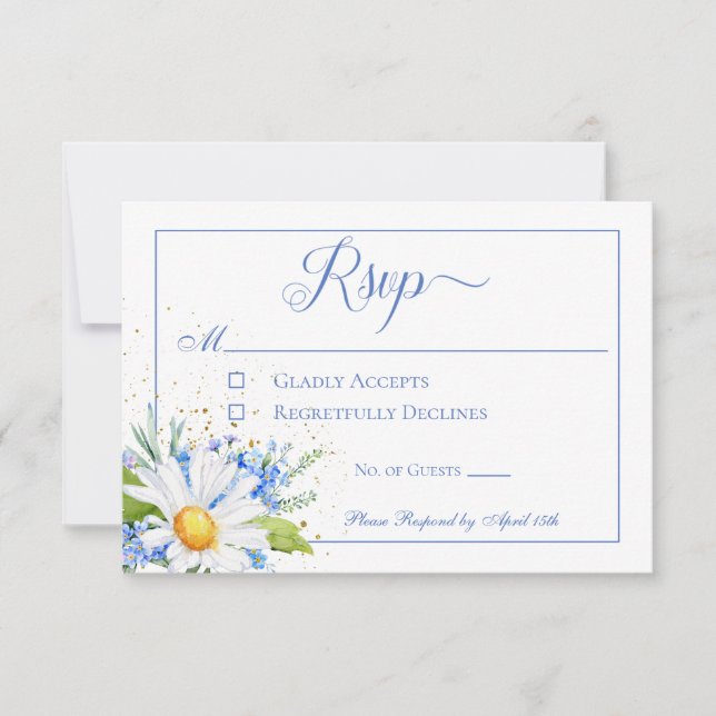 Daisy & Field Blume Bouquet Wedding RSVP Karte (Vorderseite)
