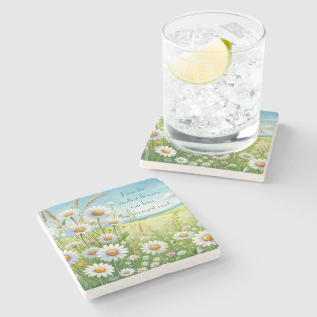 Daisy Field & Quote Steinuntersetzer (Seitenansicht)