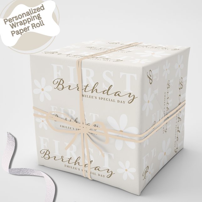 Daisy First Birthday Themed Party Geschenkpapier (Von Creator hochgeladen)