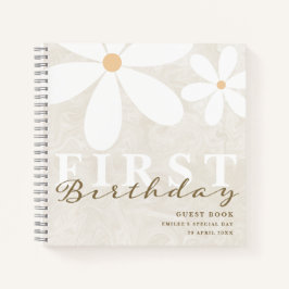 Daisy First Birthday Themed Party Guest Book Notizbuch