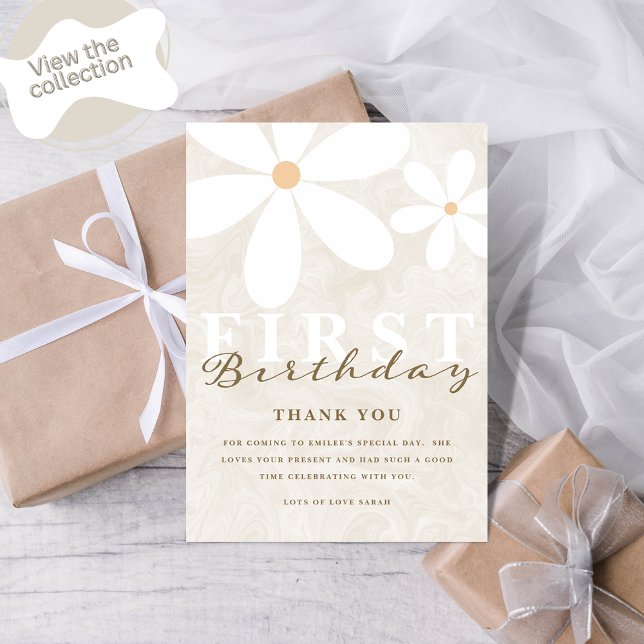 Daisy First Birthday Themed Party Vielen Dank Einladung (Von Creator hochgeladen)