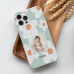 Daisy floral boho retro orange blaues Foto Case-Mate iPhone Hülle<br><div class="desc">Daisy floral boho Retro orange Ente Ei blau türkis Foto Geschenk Design.</div>