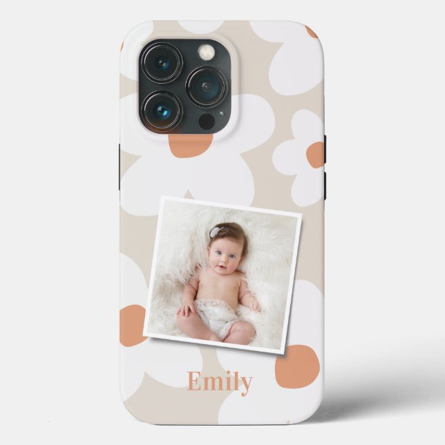 Daisy floral boho retro terracotta natürliches Fot Case-Mate iPhone Hülle (Rückseite)