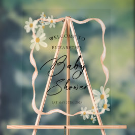 Daisy Floral Brown Babydusche Begrüßungszeichen Acrylschild