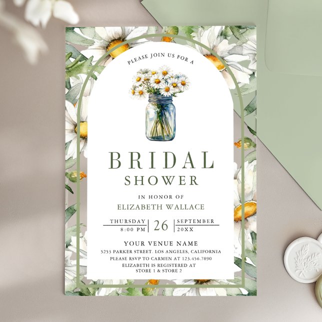 Daisy Floral Mason Jar Bridal Shower Acryleinladungen (Von Creator hochgeladen)