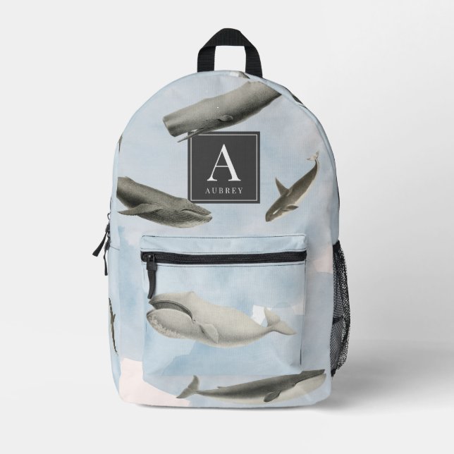 Daisy Floral Pattern Aquarellfarbenmonogramm Bedruckter Rucksack (Vorderseite)