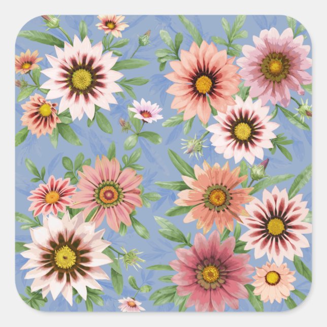 Daisy Floral Quadratischer Aufkleber (Vorderseite)