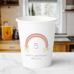 Daisy Floral Rainbow Girls Geburtstag Pappbecher