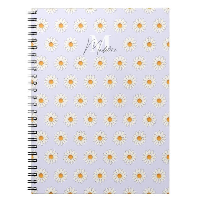 Daisy Floral Spiral Notebook - Personalisierter Na Notizblock (Vorderseite)