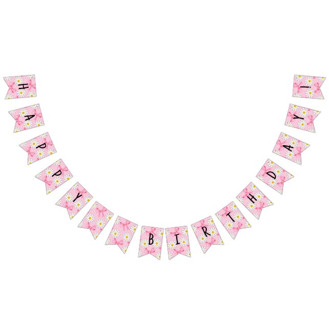 Daisy Flower and Bow Birthday Bunting Banner (Alle)