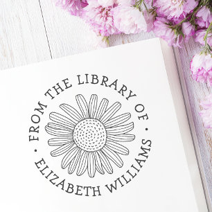 Daisy flower from the library of book custom name permastempel