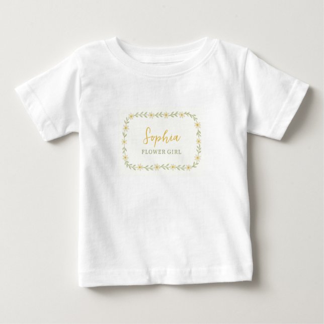 Daisy Flower Girl Individuelle Name Wedding Baby T-shirt (Vorderseite)