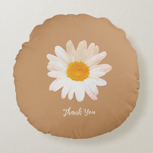 Daisy Flower Mug – Summer Botanical Cozy Rundes Kissen (Vorderseite)