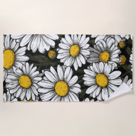Daisy Flower Pattern Botanical Illustration Strandtuch