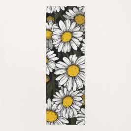 Daisy Flower Pattern Botanical Illustration Yogamatte