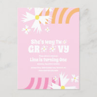 Daisy Flower Retro Weg Zwei Groovy Geburtstag