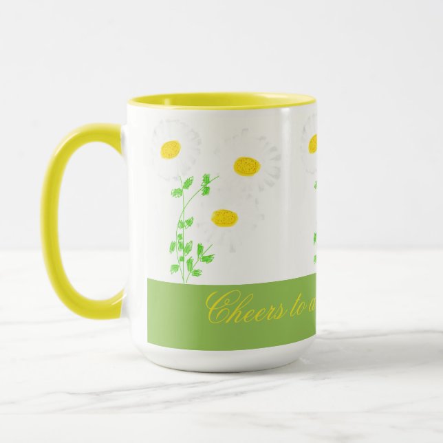 Daisy Flower Yellow and Green Tasse (Links)