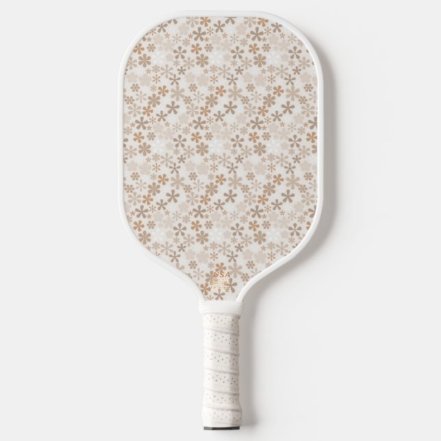 Daisy Flowers Beige Floral Aesthetic Ditsy Tan Pickleball Schläger (Vorderseite)