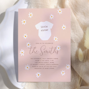 Daisy Flowers Boho Rosa kleine Schwester Baby Show Einladung