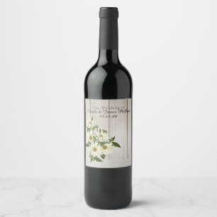 Daisy Flowers Landblumen & rustikales Holz Wein Weinetikett