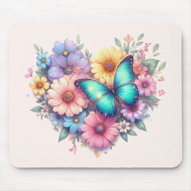 Daisy Flowers with a Beautiful Butterfly Mousepad (Vorne)