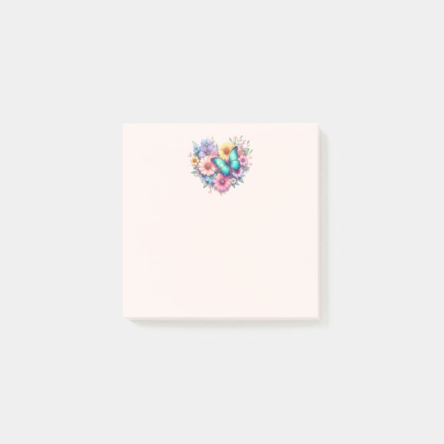 Daisy Flowers with a Beautiful Butterfly Post-it Klebezettel (Vorderseite)