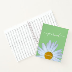 Daisy Foto Green White Script Name Notizbuch