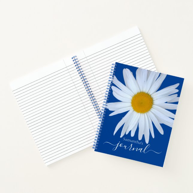 Daisy Foto Journal Blue White Script Notebook Notizbuch (Innenseite)