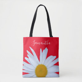 Daisy Foto Red Elegante White Script Tote Bag