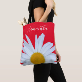 Daisy Foto Red Elegante White Script Tote Bag