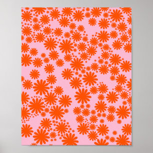Daisy Garden 03 Orange and Pink Poster