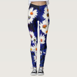 Daisy Garden Blue Art Abstrakte Leggings