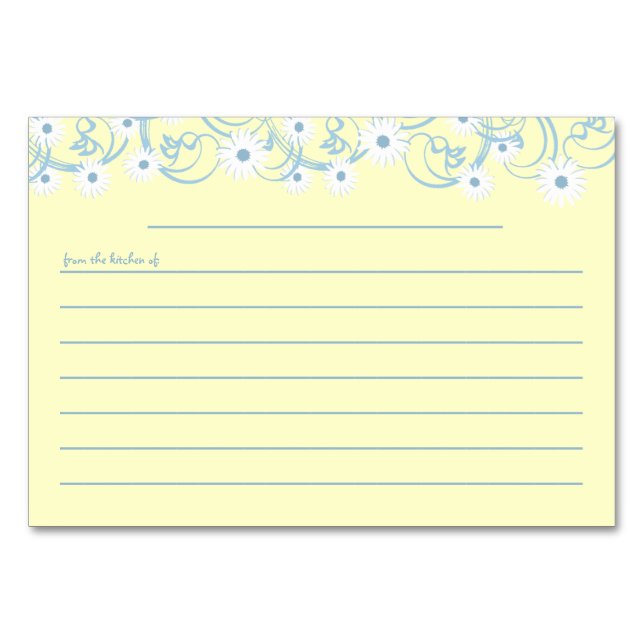 Daisy Garden Blue Rezept Card Tischnummer (Vorderseite)