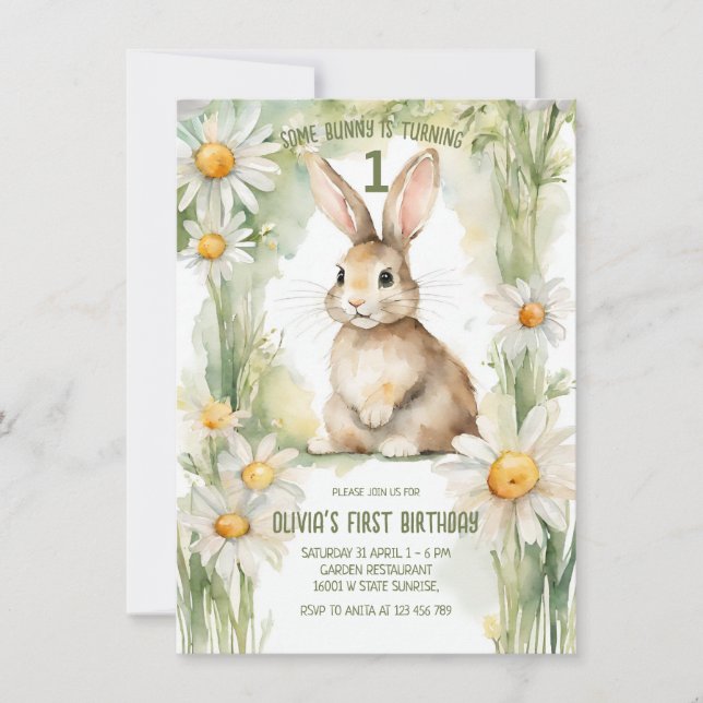 Daisy Garden Einige Bunny ist eins Einladung (Vorderseite)