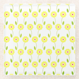 Daisy Garden Muster Gelbes Niedliches Land Glasuntersetzer