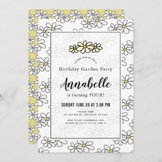 Daisy Garden Party Weißer Geburtstag Einladung