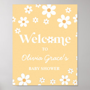 Daisy gelb Retro Peace Liebe Baby Dusche Willkomme Poster
