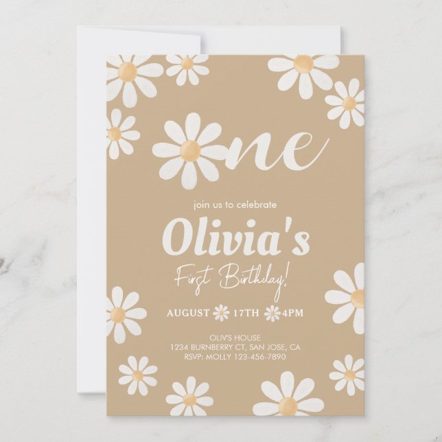 Daisy Girl Geburtstag Einladung (Vorderseite)