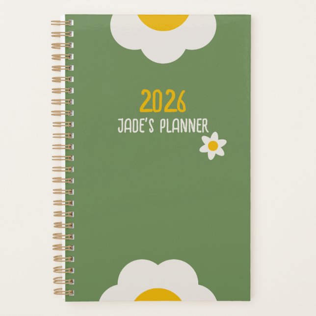 DAISY GREEN - 2026 Floral Planner Planer (Vorderseite)