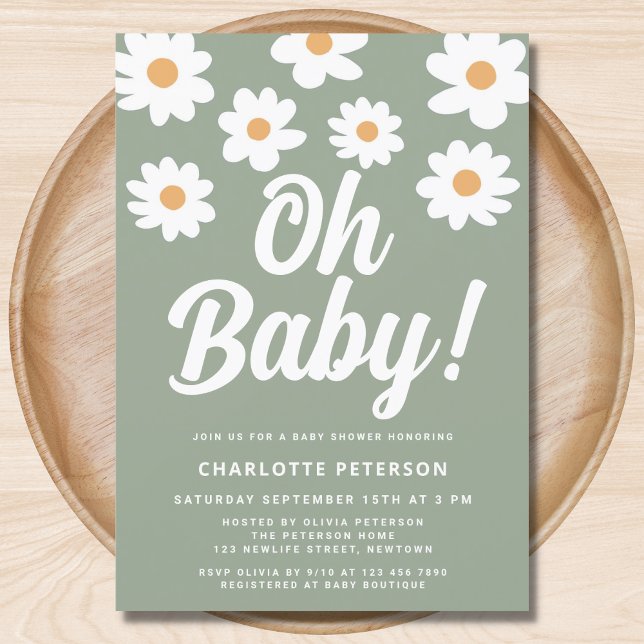 Daisy Green Baby Shower Einladung (Von Creator hochgeladen)