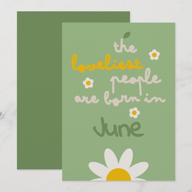 DAISY GREEN - Einladungskarte zum Geburtstag (Vorne/Hinten)