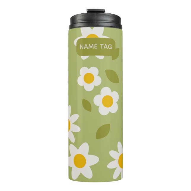Daisy Green Floral Thermal Tumbler Thermosbecher (Vorderseite)