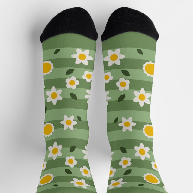 DAISY GREEN - Nachhaltige, sonnige Blumensocken Socken (Oben)