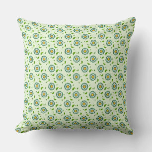 Daisy Green Yellow Floral Repeat Muster Art Kissen
